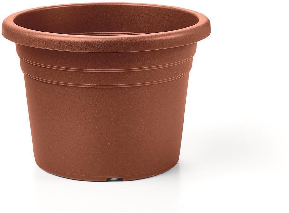 Set van 3 stuks - Bloempot / Plantenpot - Kunststof - 20 x 14 cm - met Bodemgaten - Terracotta