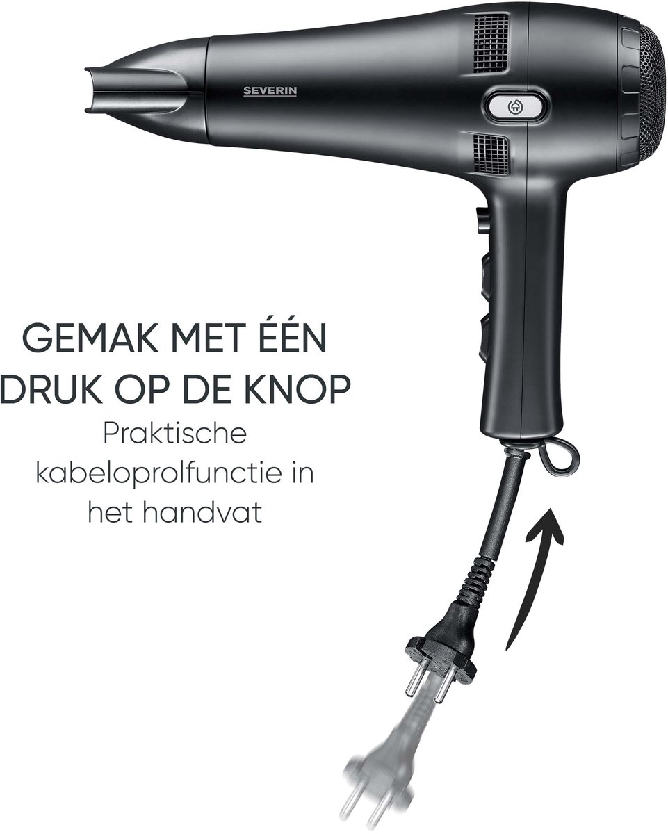 Severin HT 0165 Föhn met handige snoer-oprolfunctie -