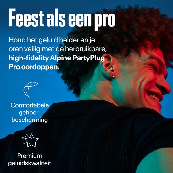 Feest als een pro met Alpine PartyPlug Pro oordoppen voor comfortabele gehoorbescherming.