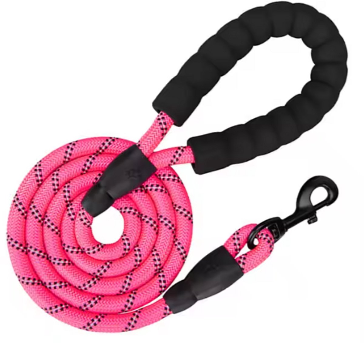 Rieba® Hondenriem 1.5 meter – Reflecterend - Sleeplijn – Speurlijn - Hondenlijn – Looplijn – Riem Hond - 1.2 cm Breed – Nylon - Zachte Handgreep - Sterk & Duurzaam – Roze
