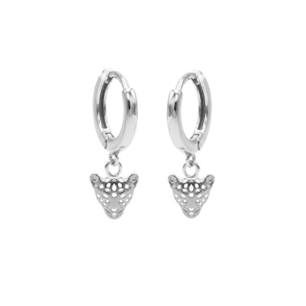 Karma Oorringen Hinged Hoops Leopard Zilver