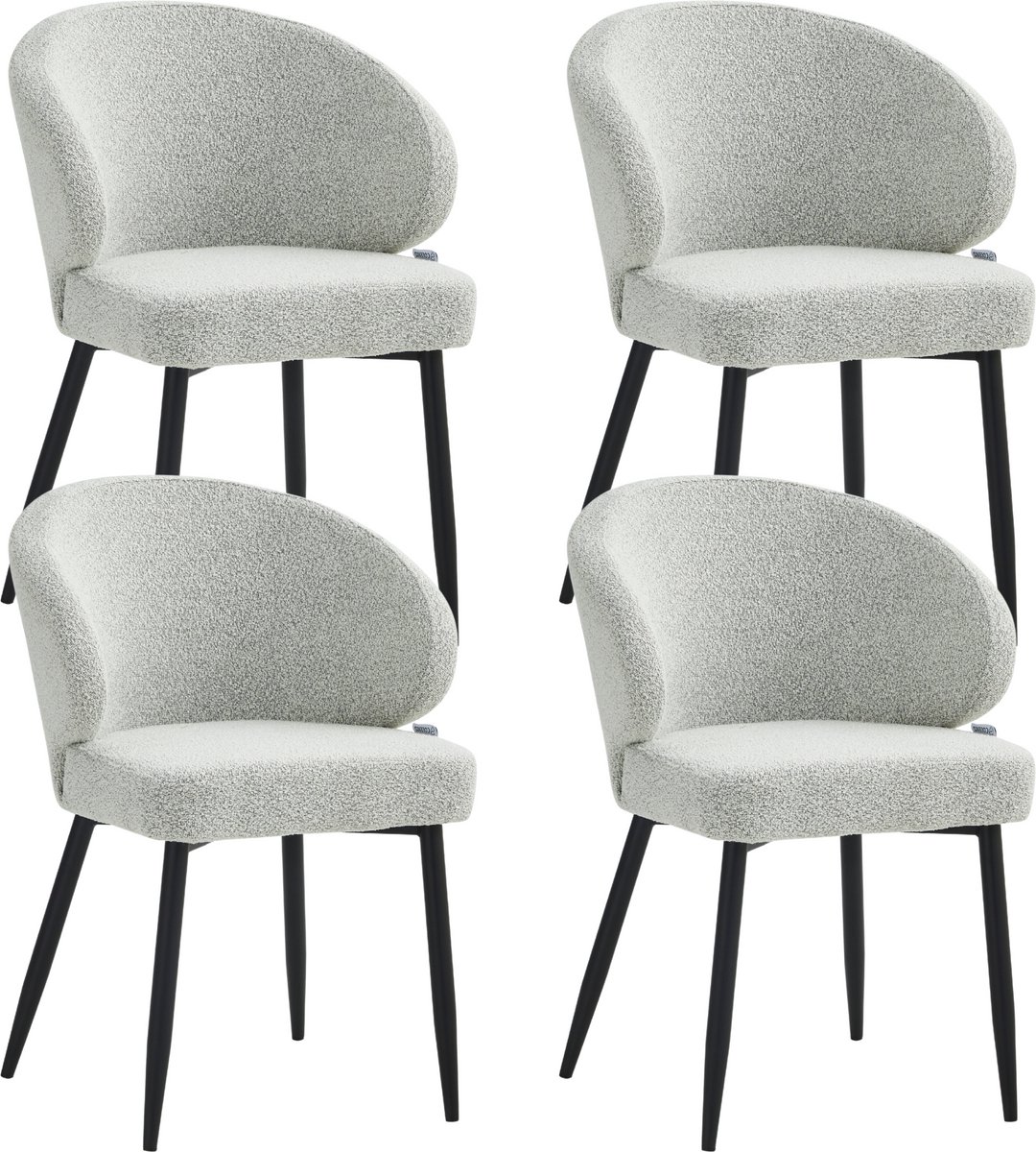 Colenis® - Ruby Eetkamerstoel - Set Van 4 – Ecru – Bouclé - Design