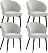 Bol.com Colenis® - Ruby Eetkamerstoel - Set Van 4 – Ecru – Bouclé - Design aanbieding