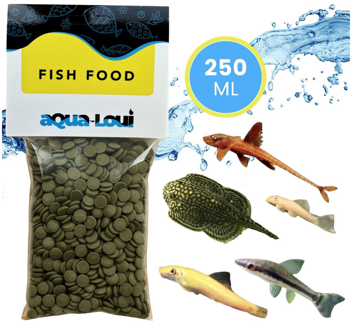 Aqua-Loui® - Visvoer - Tropisch Vissenvoer - Spirulina Tabletten (Wafers) - Algentabletten - Pleco Visvoer - Aquarium - Geschikt Voor Bodemvissen en Algeneters - 250ml