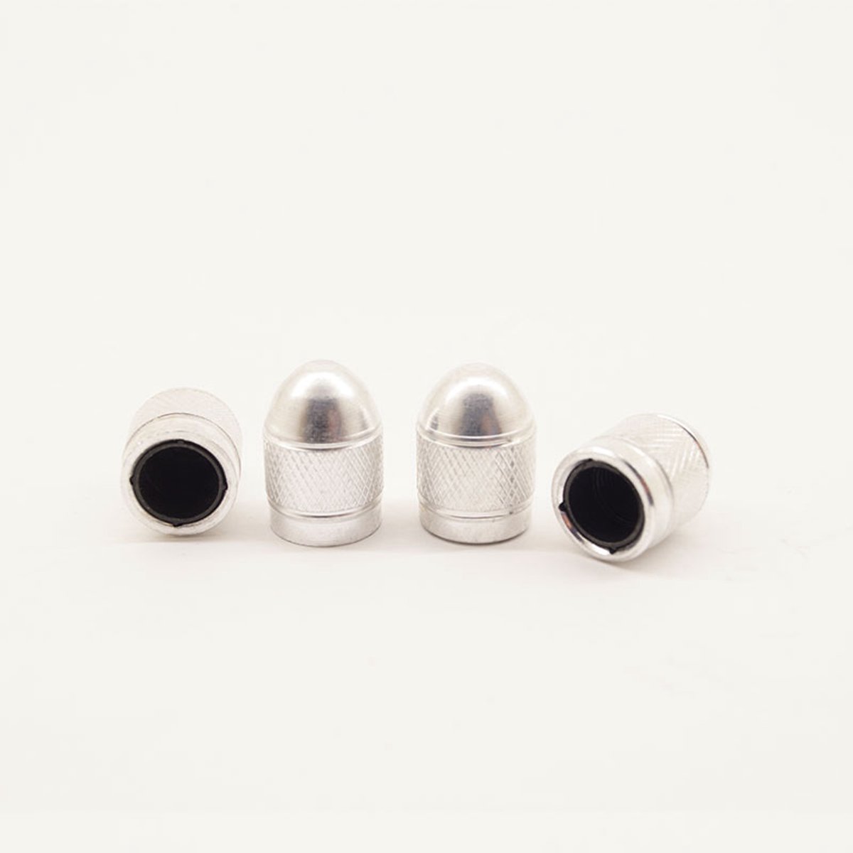 Schrader (auto) ventiel - Zilver aluminium - kunststof kern - bolvormig