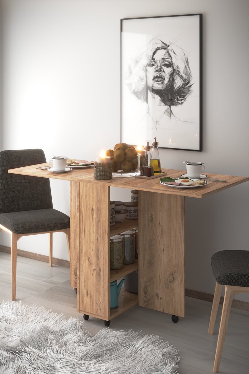 Eettafel Inklapbare| Eettafel Uitschuifbaar| Opvouwbaar| Ruimtebesparend Klaptafel| Modern en Stijlvol| Licht Walnoot| 140x60x75
