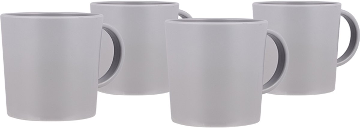 Bo-Camp - Mok - Renew - RPET - Grijs - 400 ml - 4 Stuks