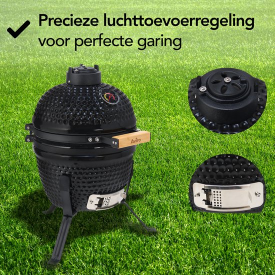 Aviro Kamado BBQ Egg - 13 Inch - Inclusief Hoes - Houtskoolbarbecue - Ø 27 CM - Zwart van Merkloos — afbeelding 3