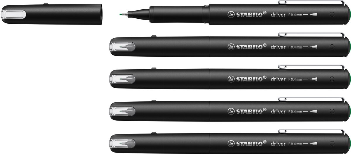 STABILO Dr!ver - Premium Fineliner - 0.4 mm - Groen - Doos 5 Stuks