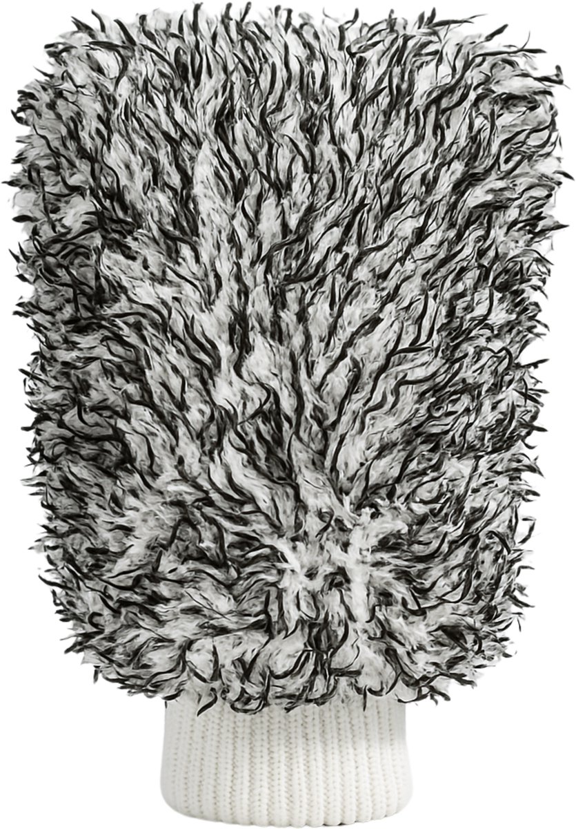 Microvezel Washmitt - Wasbare Autowashandschoen - Geschikt voor Auto's, Boten, Motors & Campers - Poetshandschoen Zwart Wit