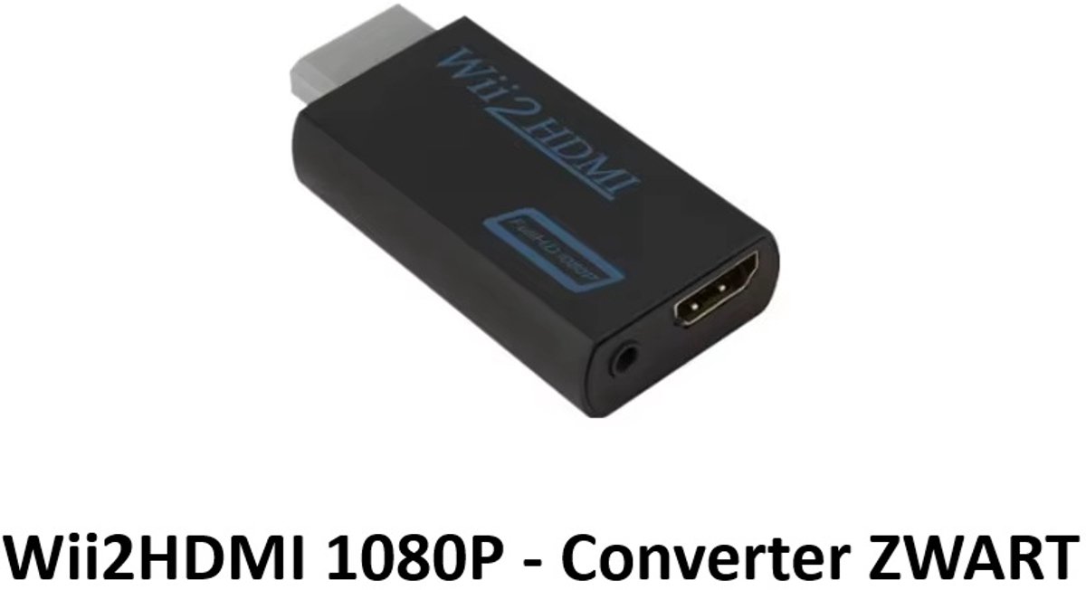 Vernieuwde versie -Wii HDMI Adapter ZWART Converter 1080p Full HD Kwaliteit - Wii naar HDMI converter -Underdog Tech