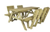 MaximaVida houten picknicktafel Vilnius 180 cm met vier rugleuningen