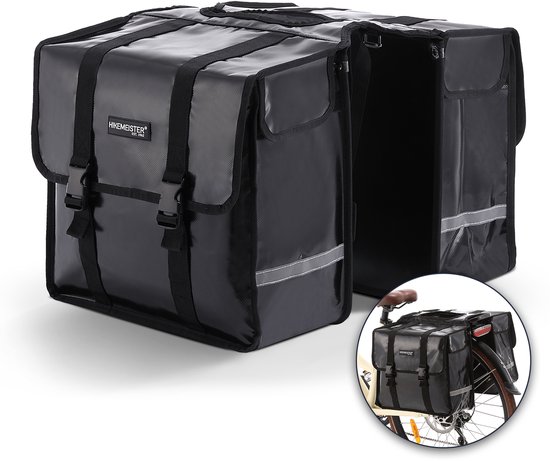Hikemeister ® Berlin - Fietstas Dubbel - Waterdicht Materiaal - 42L - Zwart – 500D Polyester - Fietstassen elektrische fietsen