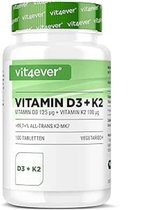 Vit4ever - Vitamine D3 + K2 - Voedingssupplement - D3 5.000 I.E. per tablet - K2 100 mcg - 100 Tabletten