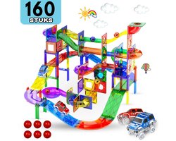 foto van Magnetic Tiles Racebaan - 160 Stuks - Magnetisch Speelgoed - Magnetische Tegels - Educatief & Constructie - Auto's - Montessori - Bouwstenen - Bouwblokken - Voor 3, 4, 5, 6, 7, 8, 9 Jaar - Bouw je Magna Wereld - Kinderen - Playnetix