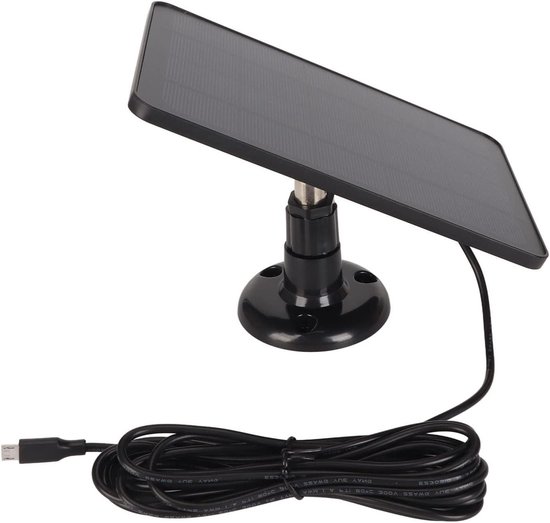 Zonnepaneel Voor Bewakingscamera, 2,5W DC 5V Batterij Buitencamera Deurbel En Buitenverlichting Micro Usb Type C Inbegrepen 3m Kabel Waterdicht Ip65 1 Pack 1466172693