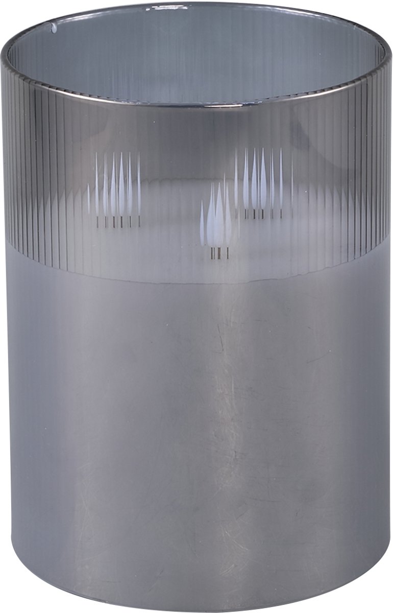 PTMD COLLECTION PTMD LED Windlicht grijs 15 x 15 x 20 cm - Led Stormlight Candle Grey glass