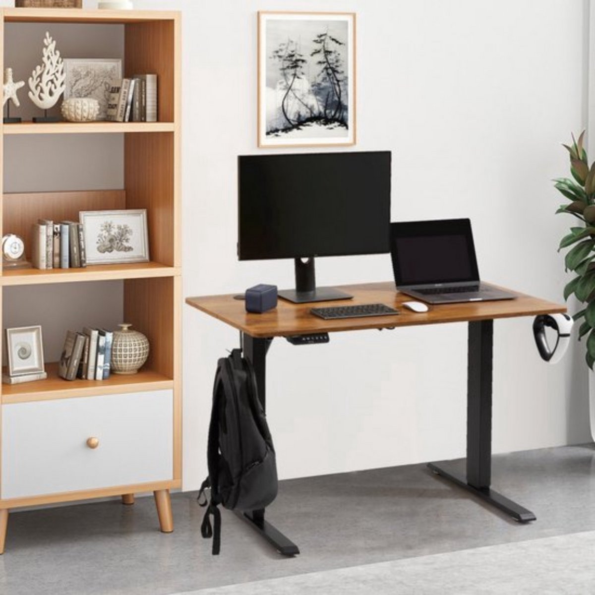 Elektrisch zit sta bureau Deluxe - Verstelbaar - 140x70cm - Voor Thuis en op Kantoor - In Hoogte Verstelbaar - Geheugenbediening thumbnail 4