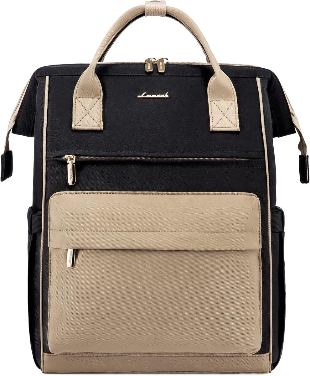 Vermanto Rugzak - Rugtas - Dames - Meisjes - Vrouwen - Laptop - Boekentas - Werk - School - Waterdicht - USB - Zwart - Beige - Bruin