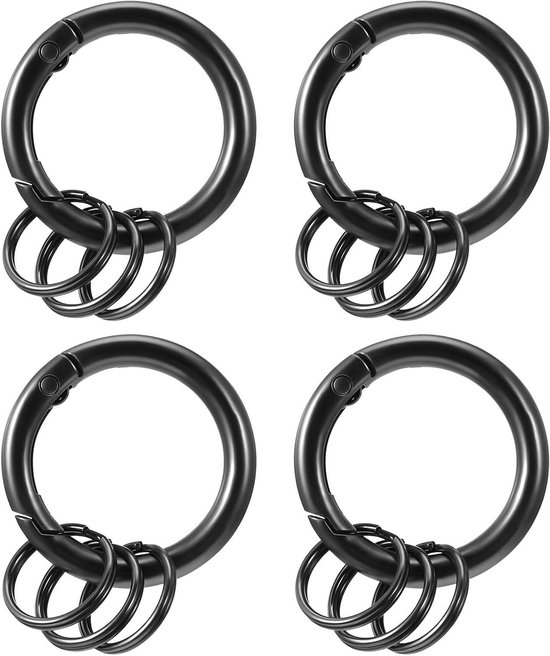 10 stuks sleutelhangers, karabijnhaken, draaibare metalen schuifgesp voor sleutelring, handtas, karabijnhaak, riemen, huisdierlijnen (pistool zwart, 25 mm
