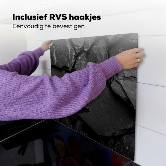 KitchenYeah® Protection plaque induction 60x55 cm - Noir - Pierre - Rock - Protege plaque de cuisson - Couvre plaque induction - Protecteur d'induction - Cuisine