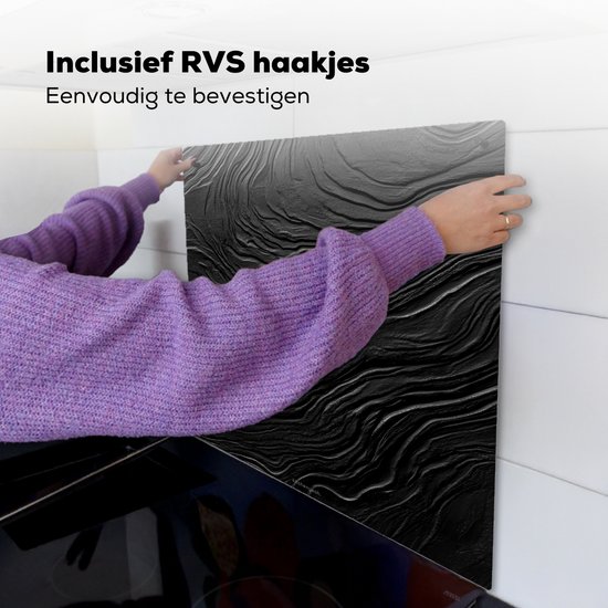 KitchenYeah® Protection plaque induction 60x55 cm - Noir - Abstrait - Bois - Protege plaque de cuisson - Couvre plaque induction - Protecteur d'induction - Cuisine