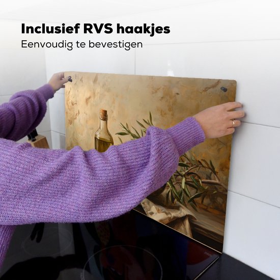 KitchenYeah® Protection plaque induction 81.2x52 cm - Olives - Nature morte - Vintage - Protege plaque de cuisson - Couvre plaque induction - Protecteur d'induction - Cuisine