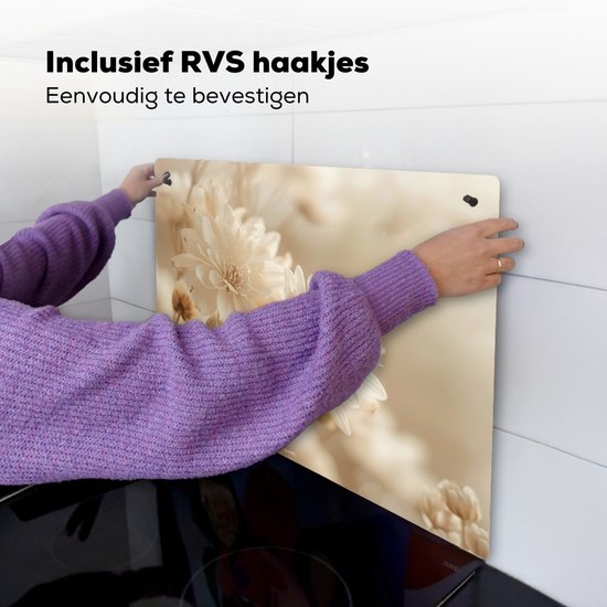 KitchenYeah® Protection plaque induction 70x52 cm - Fleurs - Beige - Nature - Protege plaque de cuisson - Couvre plaque induction - Protecteur d'induction - Cuisine