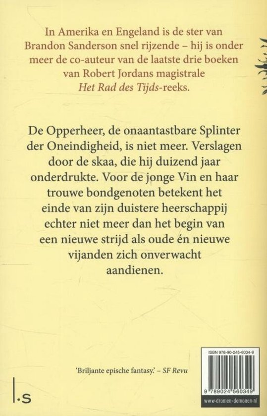 Boekrug met tekst over Brandon Sanderson en De Rad des Tijds.