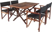 MaximaVida mahoniehouten regisseursstoelset Cannes zwart 1 tafel en 4 stoelen