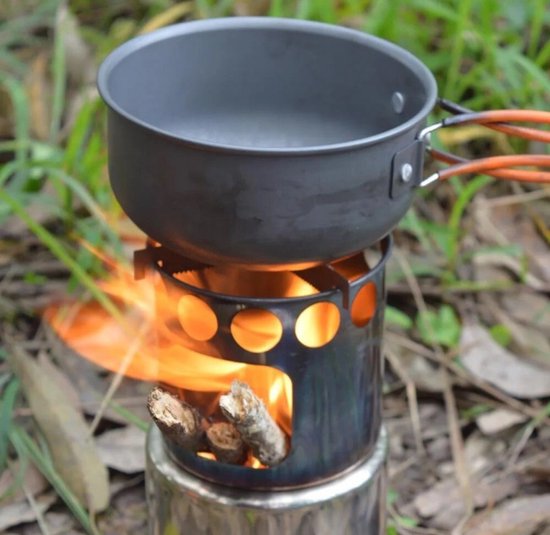WeXplore Pannenset - Draagbare Camping Kookgerei Set met Houtkachel - Compact, Lichtgewicht en Duurzaam - Voor Outdoor, Hiking & Kamperen - Survivalset — afbeelding 3