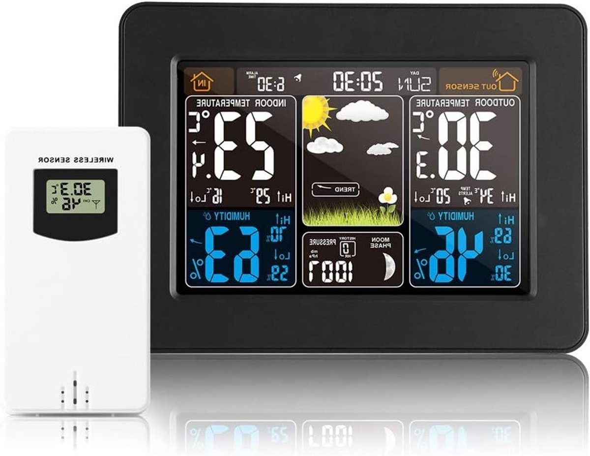 Weerstation Binnen en Buiten - Hygrometer Draadloos - Luchtvochtigheidsmeter