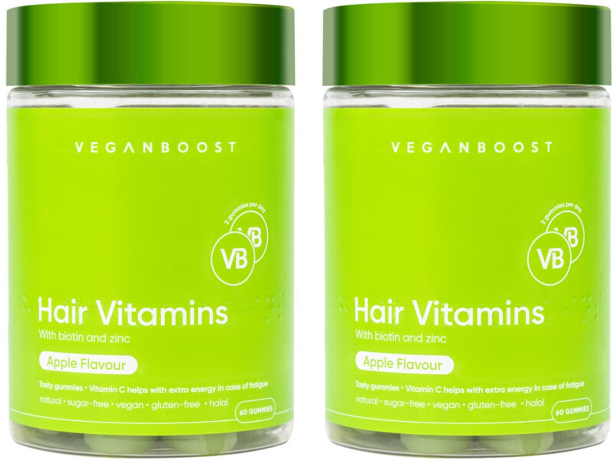 Goedkoopste 2x Veganboost Hair Vitamins Appel 60 gummies