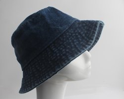 Bucket Hat denim - Effen 100% Katoen - UV Bescherming - Vissershoed - Unisex - Donker Jeans Blauw