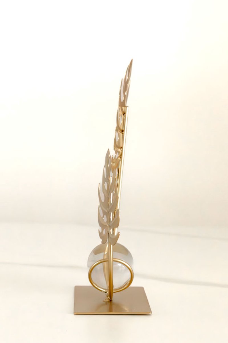 V HOME ijzerkunst goud-gekleurde boom-achtige bladeren gevormde kristallen bol ornament
