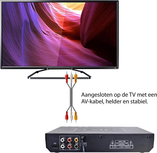 BALORS® DVD Speler met HDMI - Regiovrij & Full HD - Inclusief HDMI-kabel & Afstandsbediening - DVD Speler Laptop - Draagbare DVD Speler - Portable - dvd-spelers - DVD en CD Speler - USB - Niet i.c.m. smartTV van BALORS — afbeelding 2