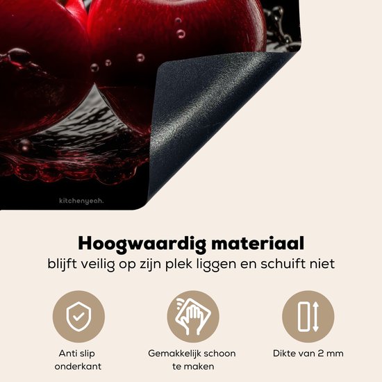 KitchenYeah® Protection plaque induction 60x55 cm - Cerises - Fruits - Eau - Protege plaque de cuisson - Couvre plaque induction - Protecteur d'induction - Cuisine