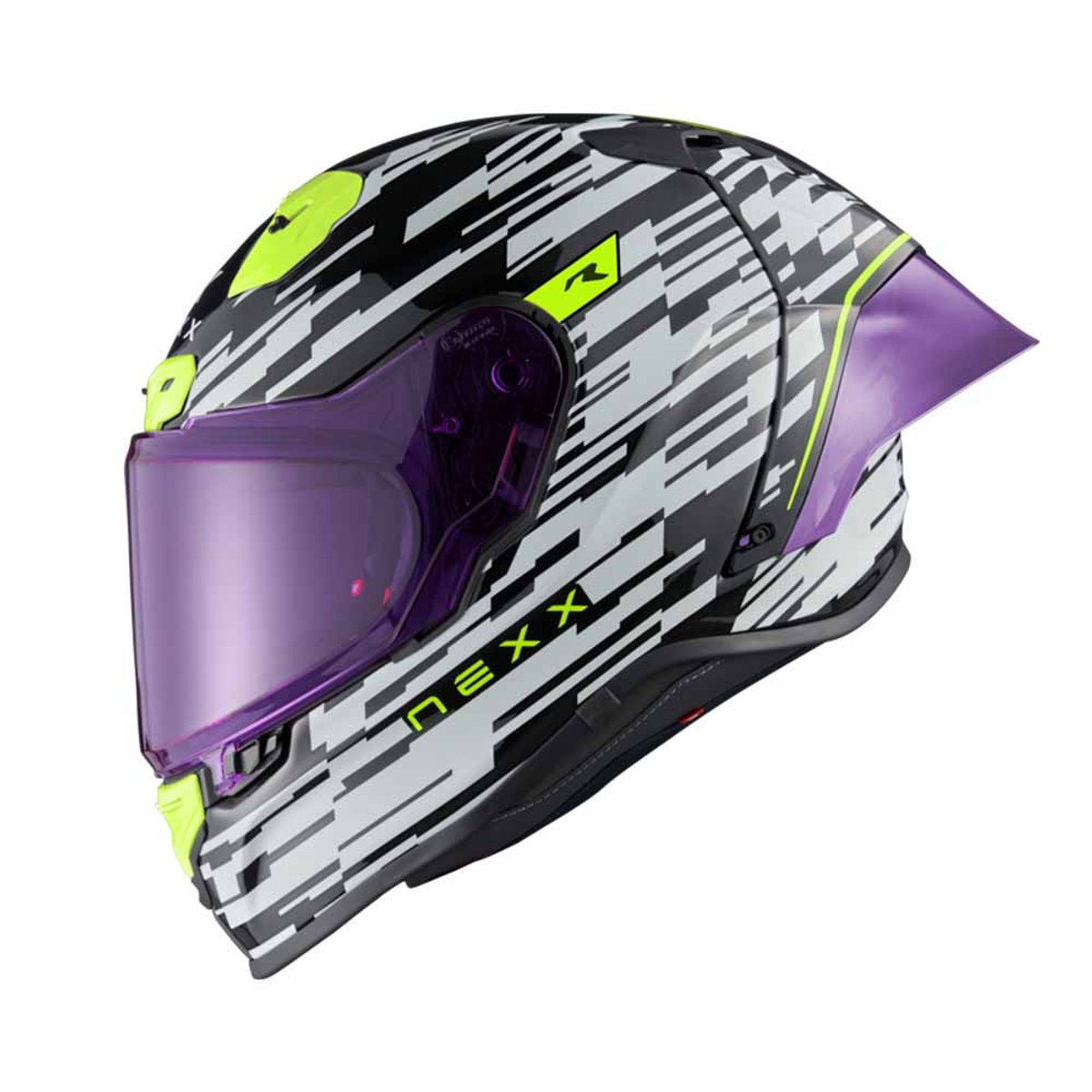 Nexx X.R3R Glitch Racer Wit Neon Integraalhelm - Maat S - Helm