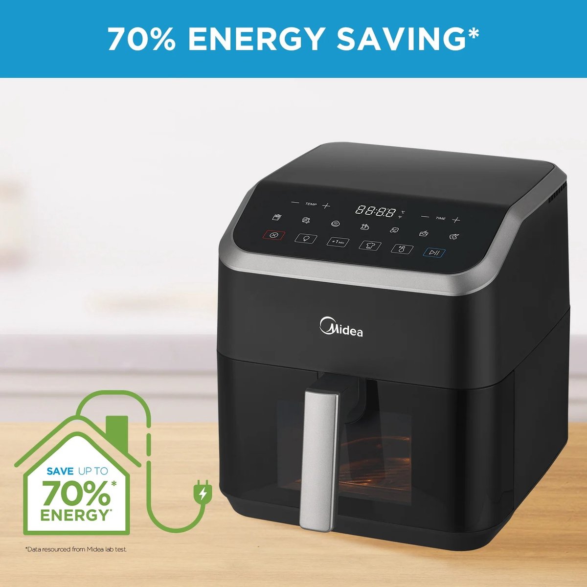 Afbeelding 3 van Rumi Airfryer - Midea heteluchtfriteuse, Capaciteit - Twee Kookvakken - 5 Liter - 2470 Watt - Dual Zone Technologie5 liter - HeatXpress Technologie - 90% minder olie - energie en tijdbesparing met 7 voorinstellingen