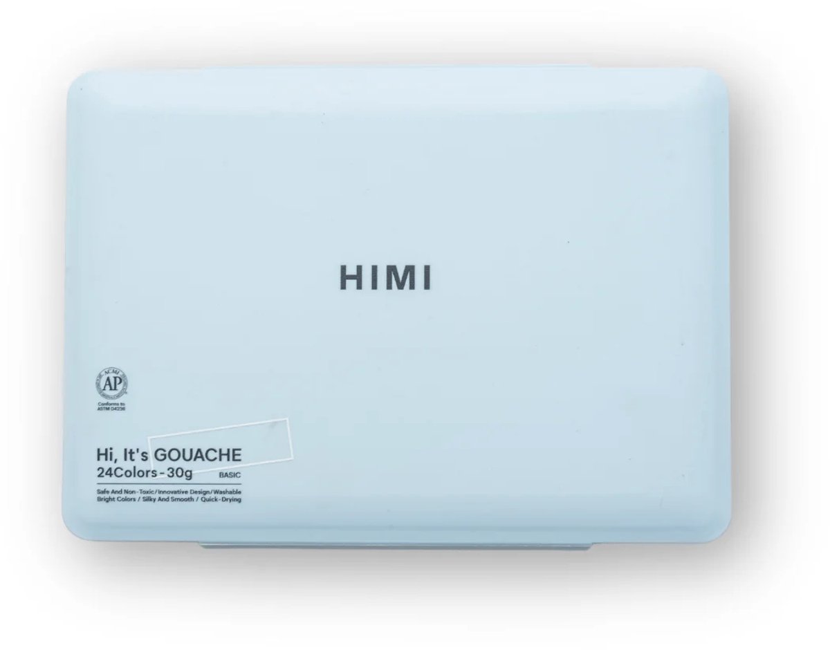 HIMI - Gouache - set van 24 kleuren - 30g - 3 penselen - Ice Blue Limited edition — afbeelding 2