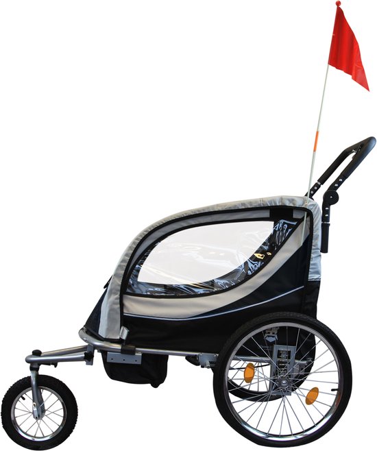 Fietskar - 2 kinderen - met schokbreker - zwart van VidaXL — afbeelding 2