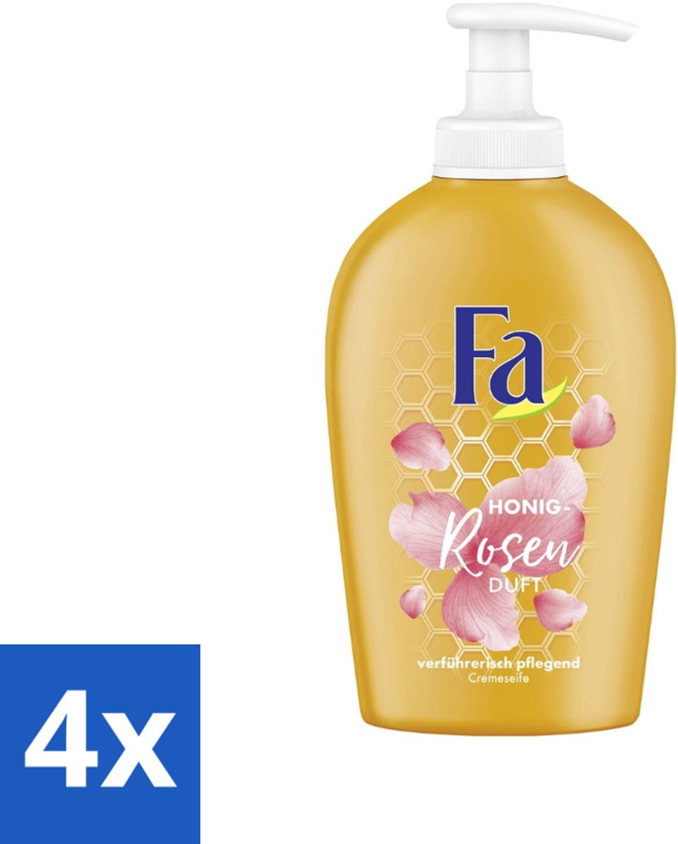 Fa - Handzeep - Honing & Rozen - Verzachtend & Verzorgend - 250 ml - Voordeelverpakking - 4 stuks