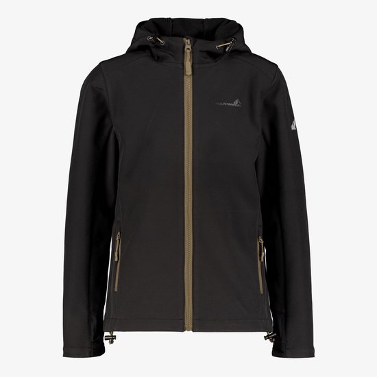 Mountain Peak kinder softshell jas zwart - Maat 158/164