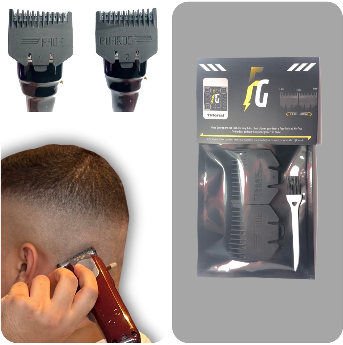 Fade Guards - 3-in-1 Speciale Tondeuse Opzetkammen - Zelf Fade & Taper - Geschikt voor Wahl, Babyliss, Kemei