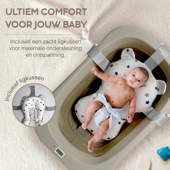 Bellettini® Opvouwbare Baby Bad inclusief kussen - Peuterbad - Beige van Bellettini — afbeelding 4