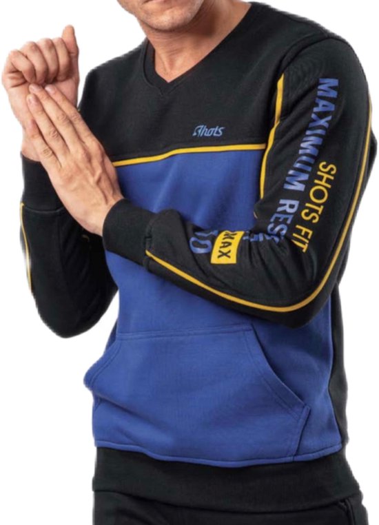 Pull col V Embrator pour homme, noir/bleu, taille XL