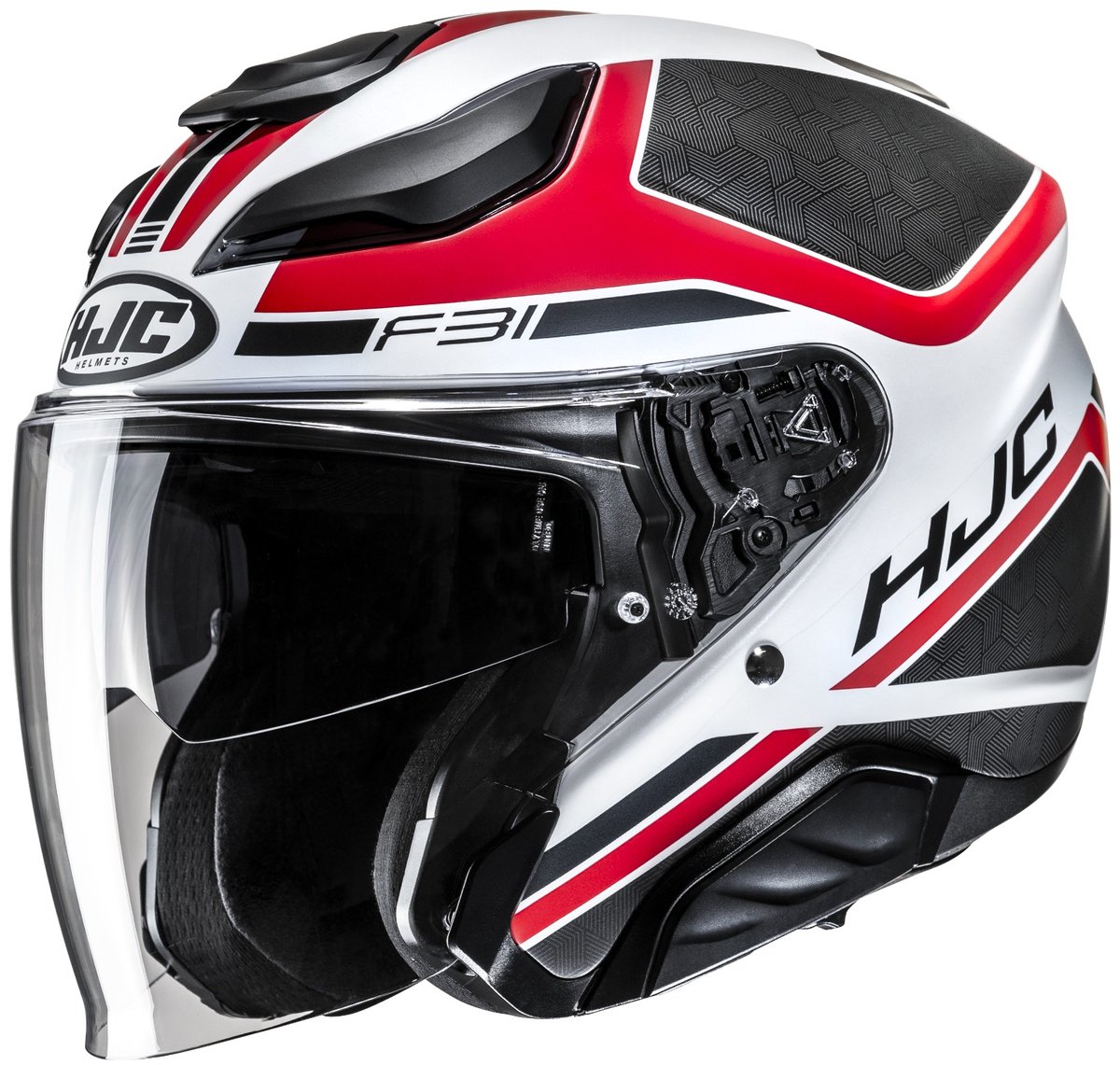 HJC F31 Ceron Zwart Wit Rood Jethelm - Maat M - Helm