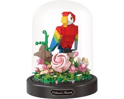 Balody Bloemen met Rode papegaai - Nanoblocks - Miniblocks - Bouwset / 3D puzzel - 551 bouwsteentjes - Balody 16390
