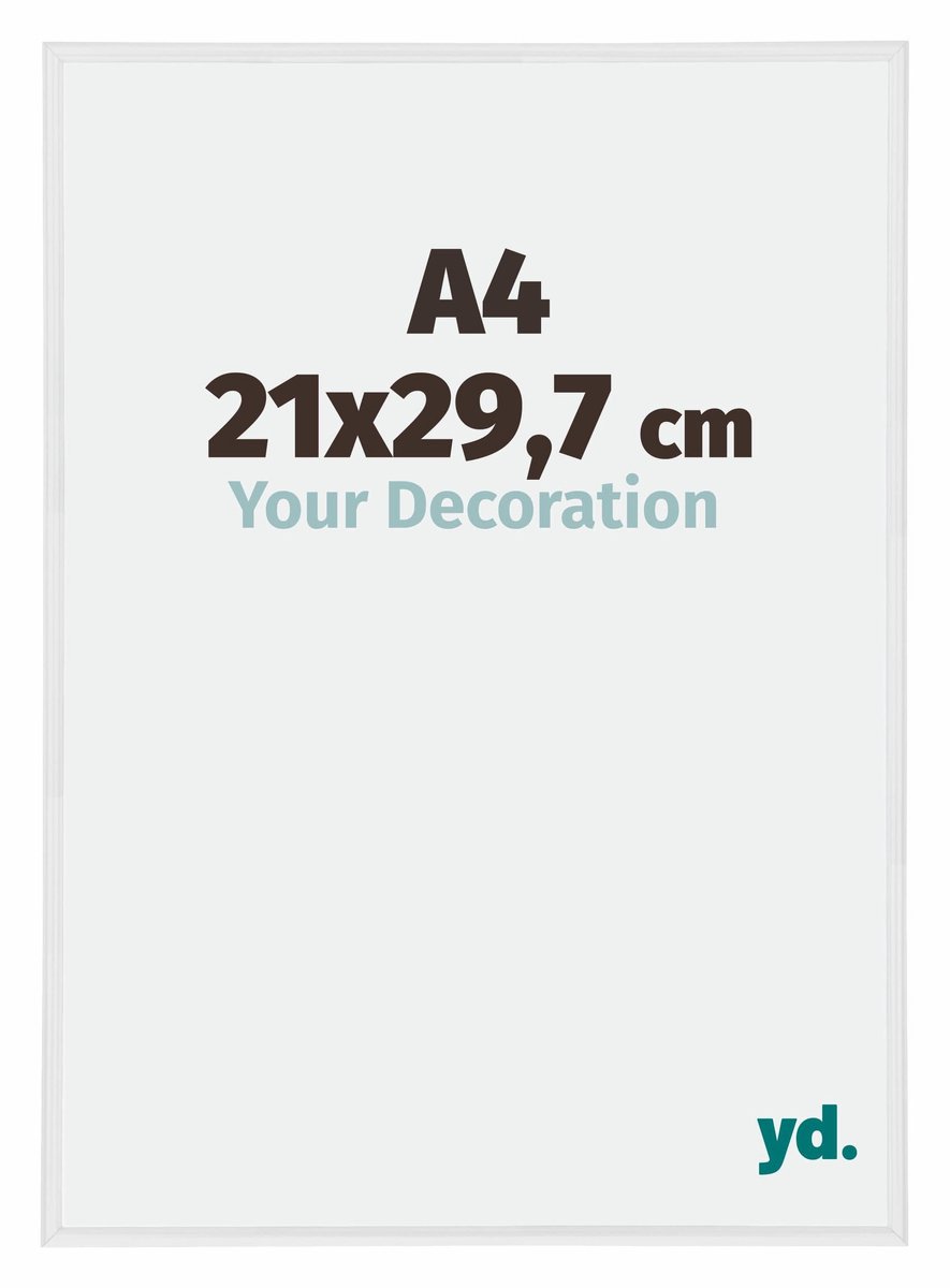 yd. Your Decoration - Fotolijst A4 21x 29,7 cm - Kunststof - Wit Hoogglans - Annecy