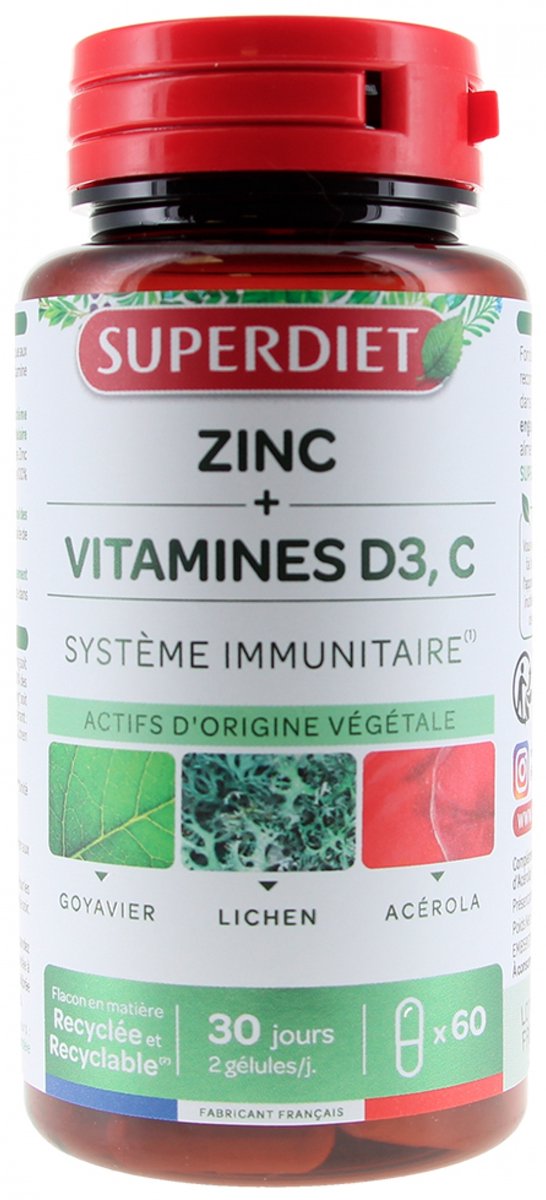 Superdiet Zink + Vitaminen D3, C 60 Capsules
